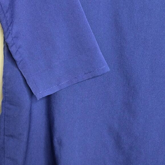 ZARA Indigo Blue 3/4 Sleeve Boatneck Back Button Closure Tunic Size XS - Picture 3 of 8